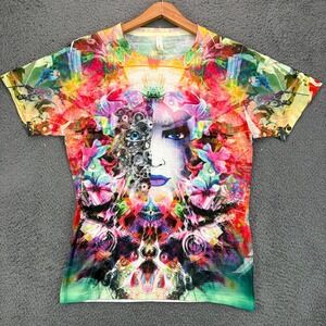 Electro Threads Womens Sublimation T-Shirt Small Psychedelic Steampunk Multi